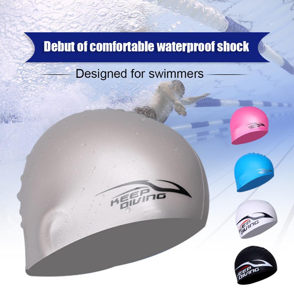 De silicona tela de poliuretano impermeable proteger las orejas Pelo Largo deportes gorro de piscina de natación de 3D forma ergonómica gorras de natación