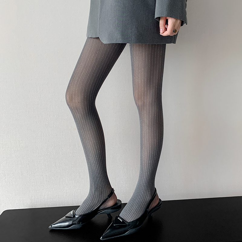 Y2k mädchen gestreifte, glänzende strumpfhosen, herbst/Winter, Basic-strumpfhosen mit hohem bund, sexy strumpfhosen
