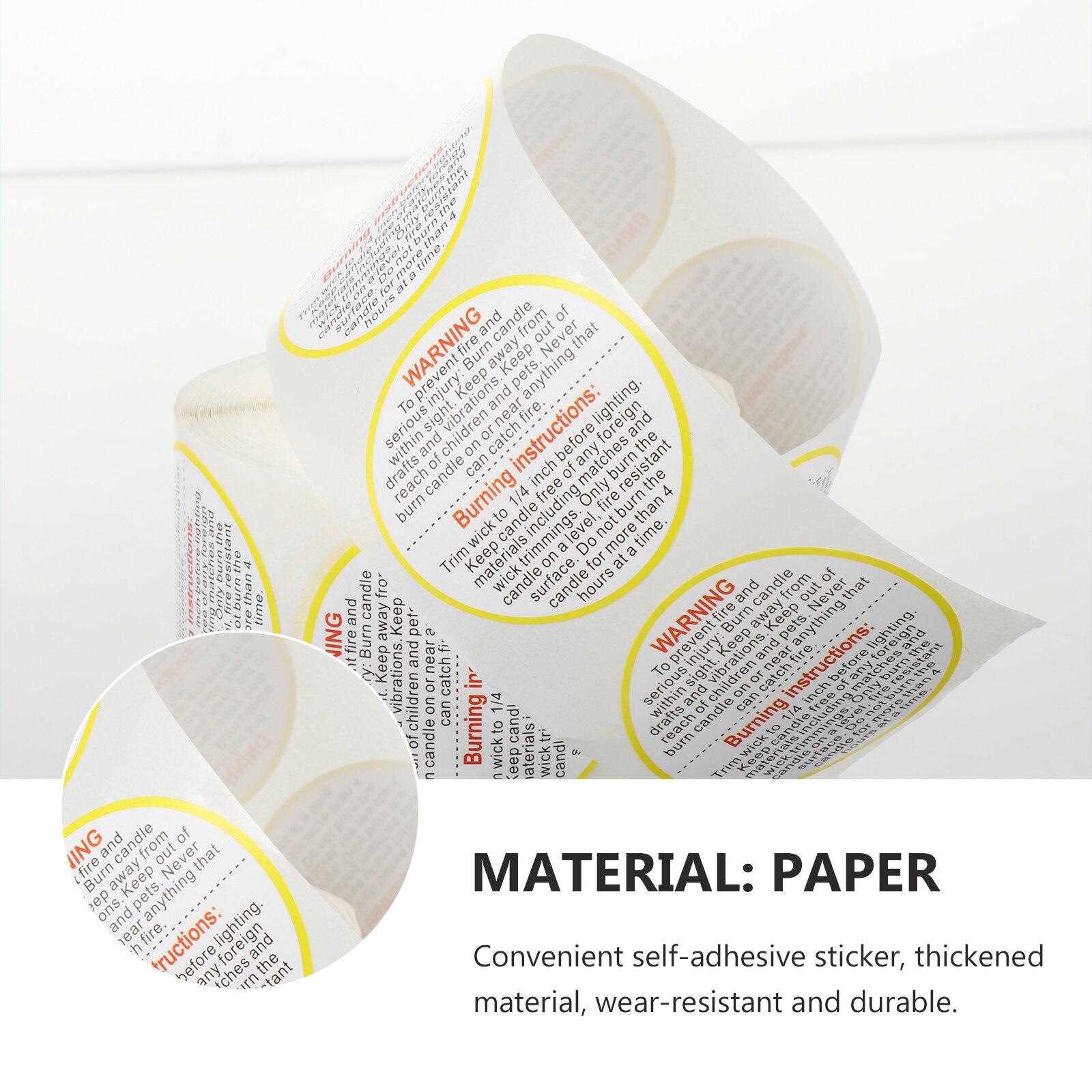 1 Roll Candle Warning Sticker Label Removable Safety Decals for Candle Jar