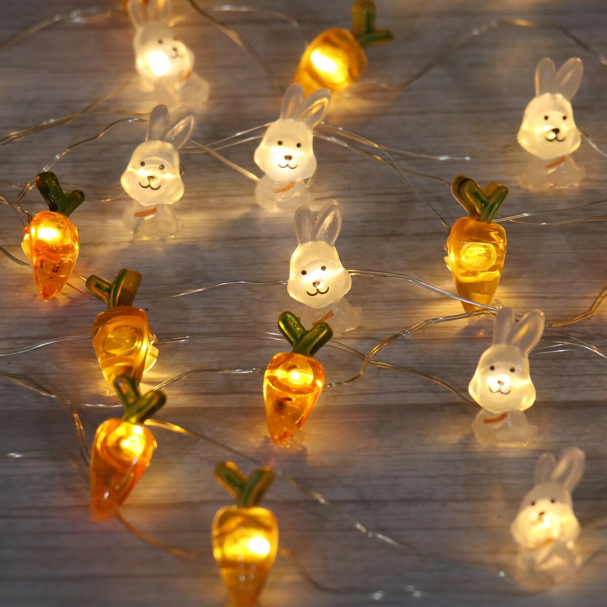 Easter LED Bunny String Lights Easter Decoration For Home Carrot Rabbit Fairy Light Supplies Happy Easter Party Favor