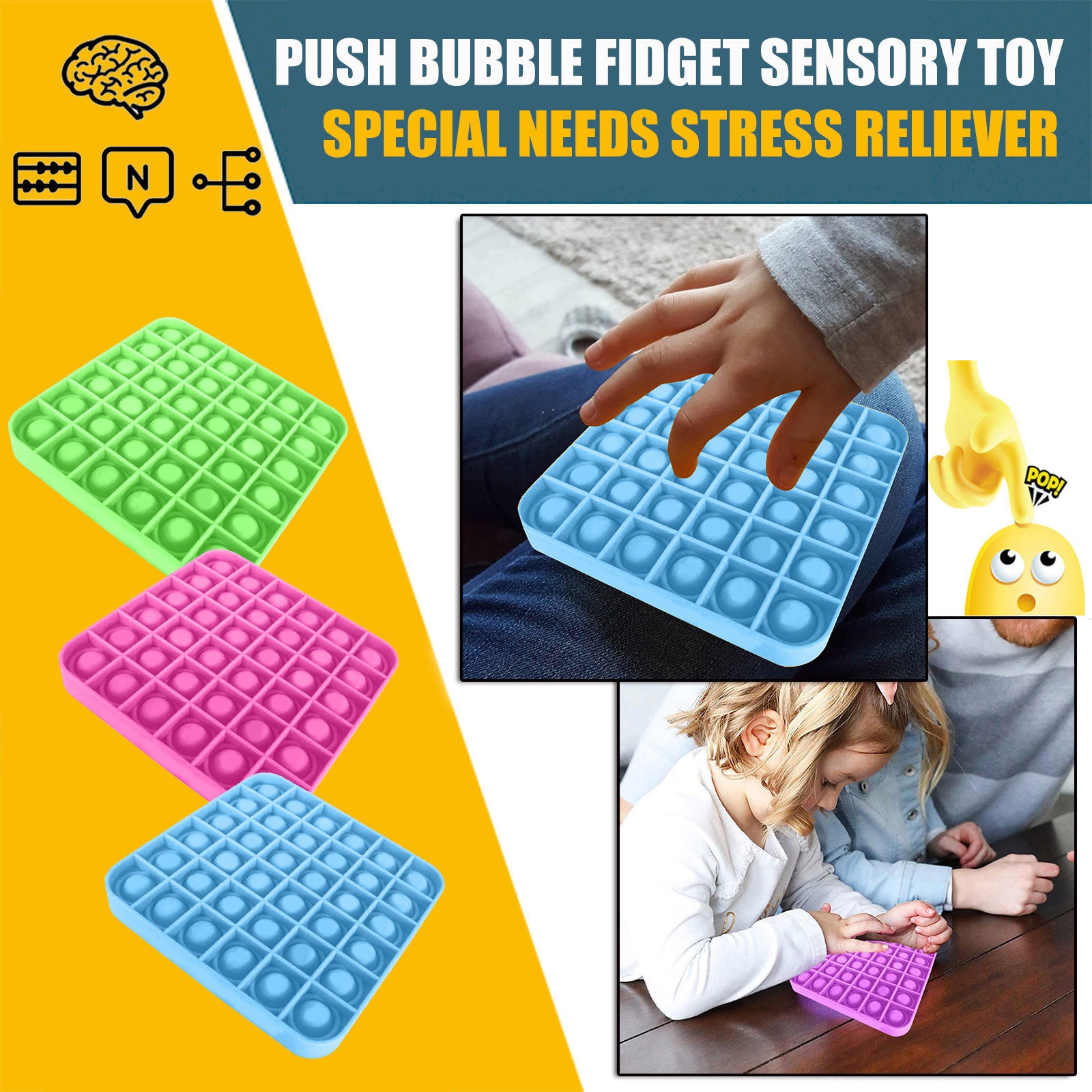 Push Bubble Fidget Sensory Toy Autism Special Needs Stress Reliever Funny Develop Intelligence Learn Patrulla Toy Children