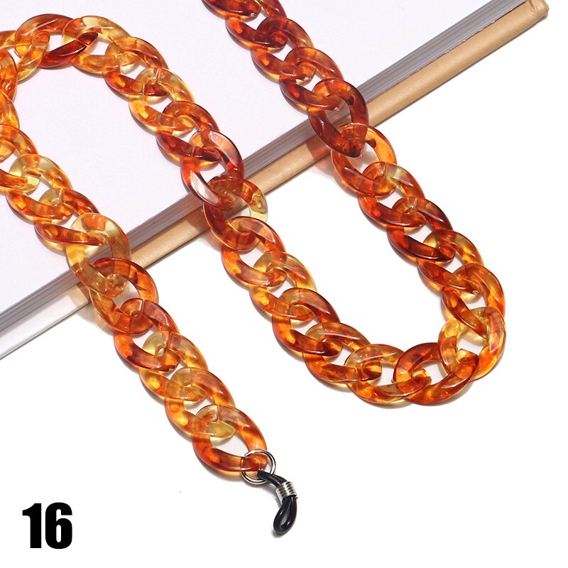 Mode Acryl Candy Kleur Zonnebril Kettingen Glazen Ketting Bandjes Ketting Chunky Lanyards Unisex Hals Brillen Strap: 16