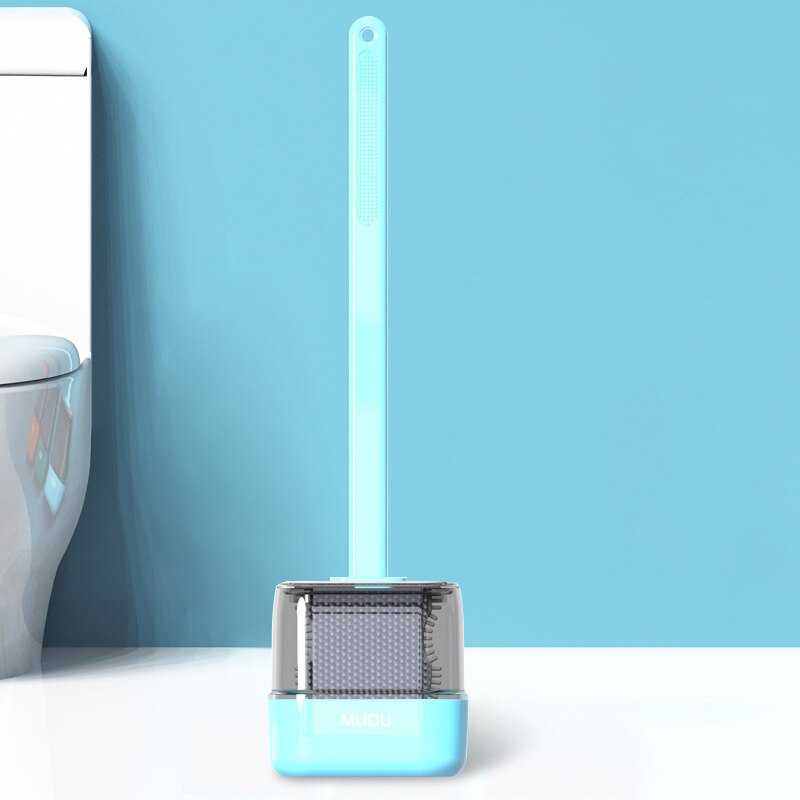 Siliconen Toiletborstel Muur Gemonteerde Automatische Reiniging Tool Wc Kloof Borstel Opknoping Flexibele Haren Borstel Badkamer Accessoires: Blue C