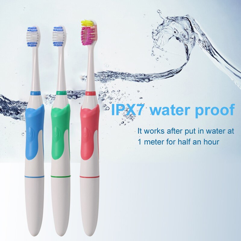 SEAGO Sonic cepillo de dientes eléctrico no recargable impermeable adulto cepillos de dientes con 3 masaje en la cabeza con cepillo de dientes gomas blanco SG963