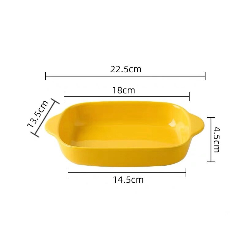 Ceramic Baking Dish Roasting Lasagna Pan Rectangular Dish Bakeware with Handle Microwave Hand-painted Dessert Plate: O