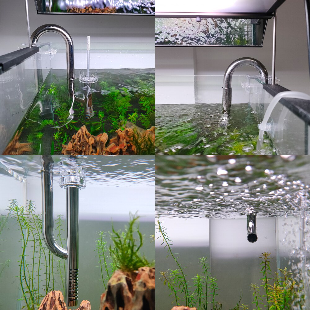 Metalen Lily Pipe Inflow Uitstroom Pipe Set met Skimmer, Verstelbare Stalen Roestvrijstalen Instroomuitstroom voor Aquarium Beplante Tank, Verwijdert Scum Pipe (12 mm uitlaat met