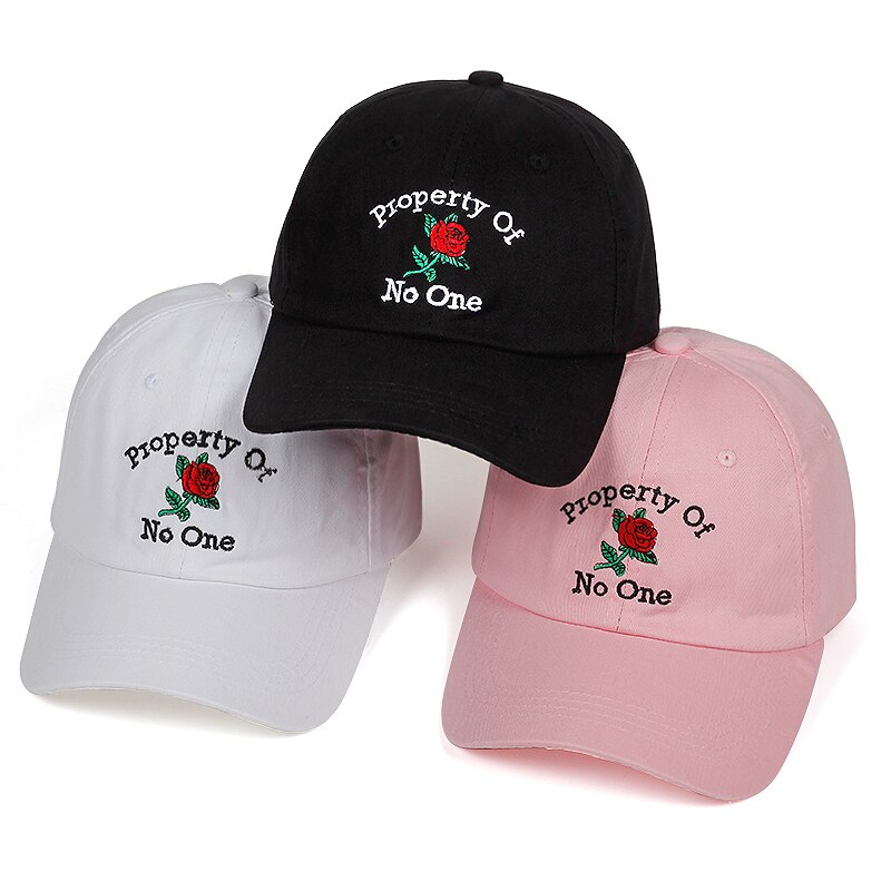 Property Of No One Rose flower Caps Summer Baseball Cap Embroidery Dad Hat 100% Cotton Snapback Women Men Hats