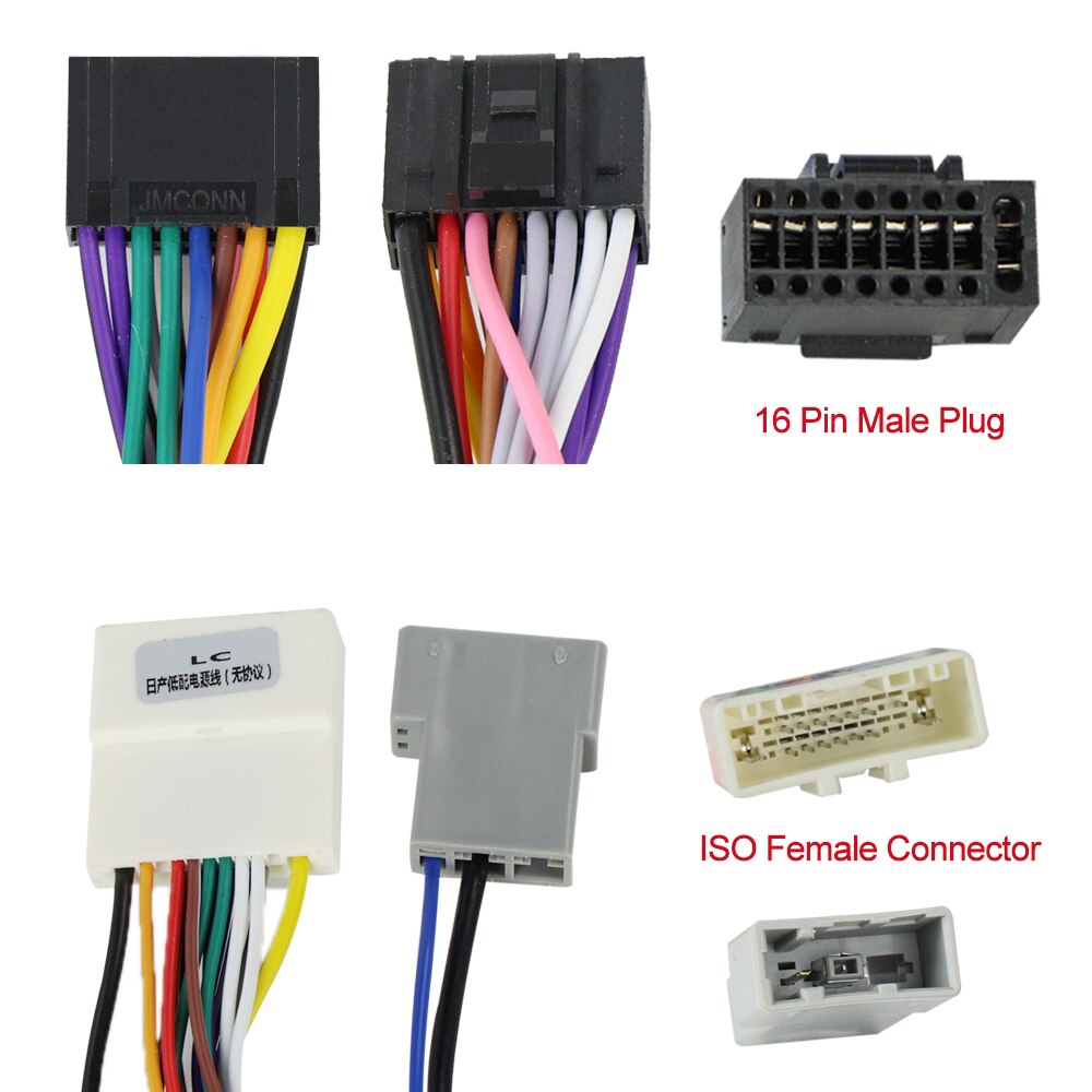 16Pin Car Head Unit Wire Harness Adapter Car Stereo Radio Power Connector For Nissan Universal OEM Car Radio Harness