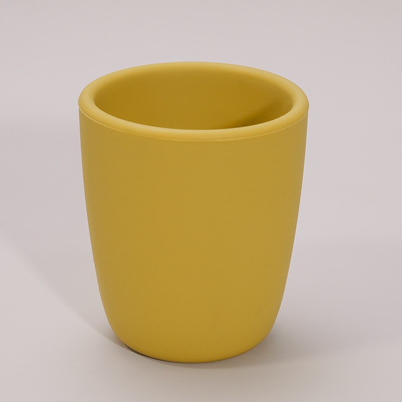 Taza de agua para bebé, vaso portátil de silicona para alimentación infantil, de grado alimenticio, Color sólido: 005 mstard