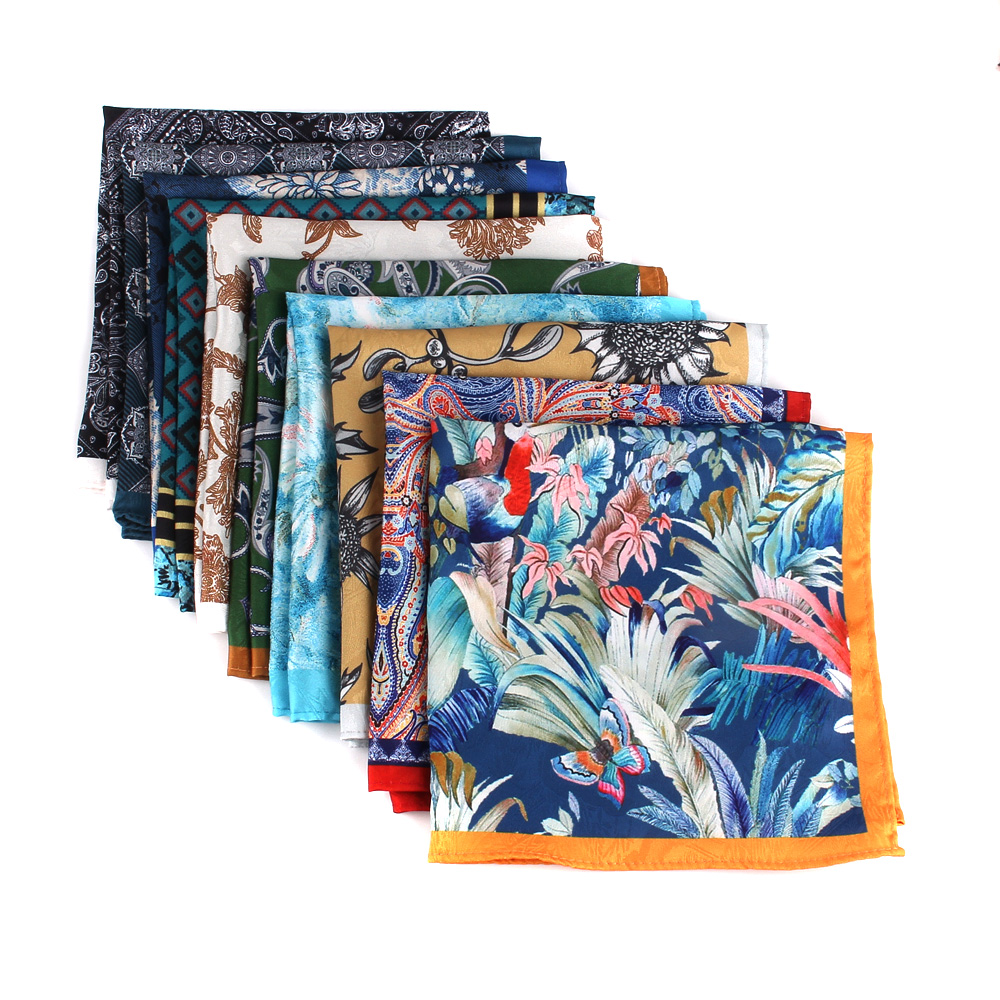 Print Pocket Square For Men Women Floral Printing Kerchief Men's Handkerchiefs Soft Suits Square Handkerchief Towels Scarves