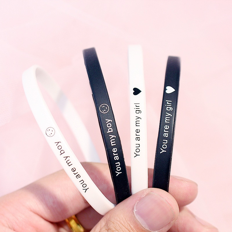 2pcs/bag You are My Boy My Girl Silicone Couples Bracelet Lovers Wrist Band Bracelet Girlsfriend