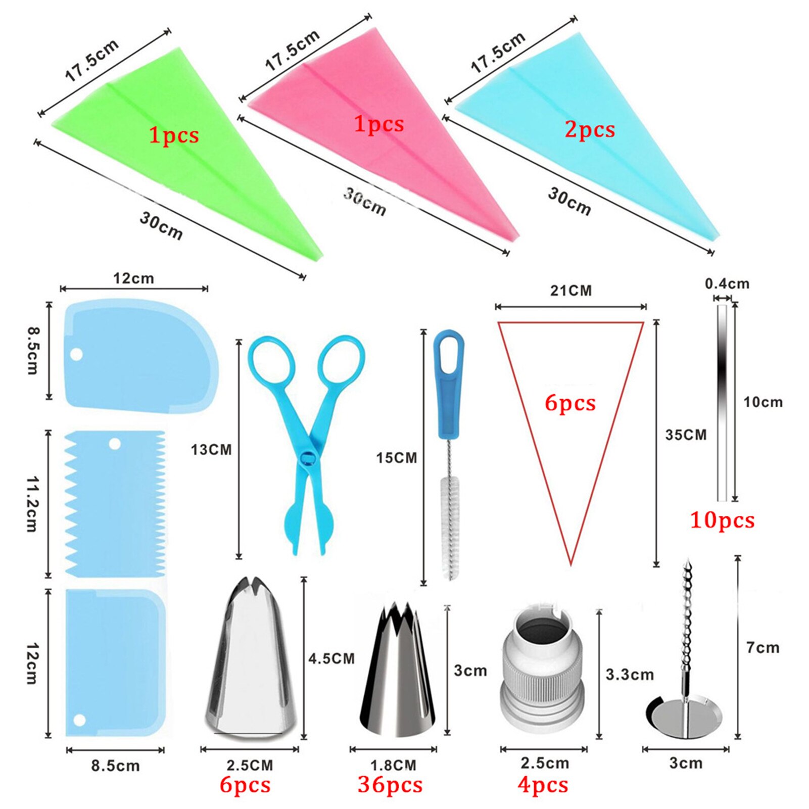 72 Pcs Cake Decorating Baking Supplies with Icing Tips/Pastry Bags/Icing Smoother/Piping Nozzles Coupler DIY Baking Pastry Tools