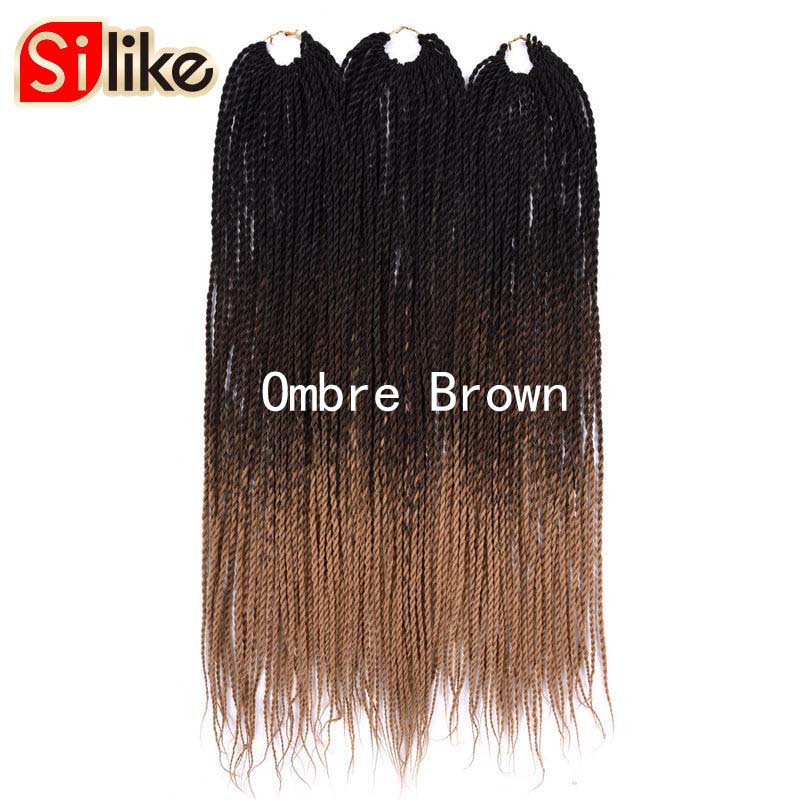 Silike 24 inch Ombre Senegalese Twist Hair Crochet Braids 30 Roots Pre-looped Synthetic Crotchet Braiding Hair for Women: T4/27/30