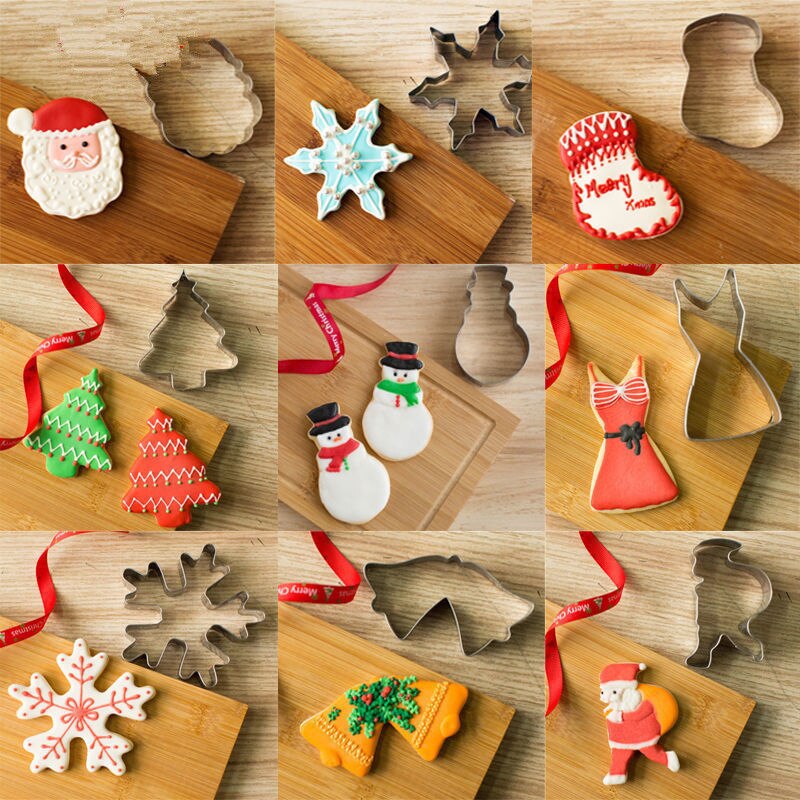 14 Stks/set Cookie Cutters Mallen Kerst Gebak Gereedschappen Candy Biscuit Fondant Mold Diy Cake Decorating Keuken Bakken Tools
