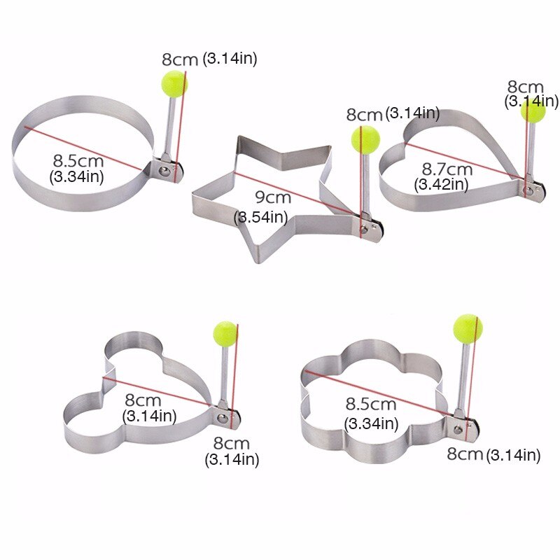 1 pieza barbacoa estrella del corazón huevo Pan torta Mini olla frita cocina utensilios de cocina inoxidable gadget titular Acero inoxidable molde para panqueques