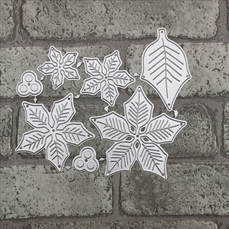 Julestjerne blomster bryllup metal skære dør stencil til diy scrapbooking album dekorative prægning håndværk skåret papir kort værktøj