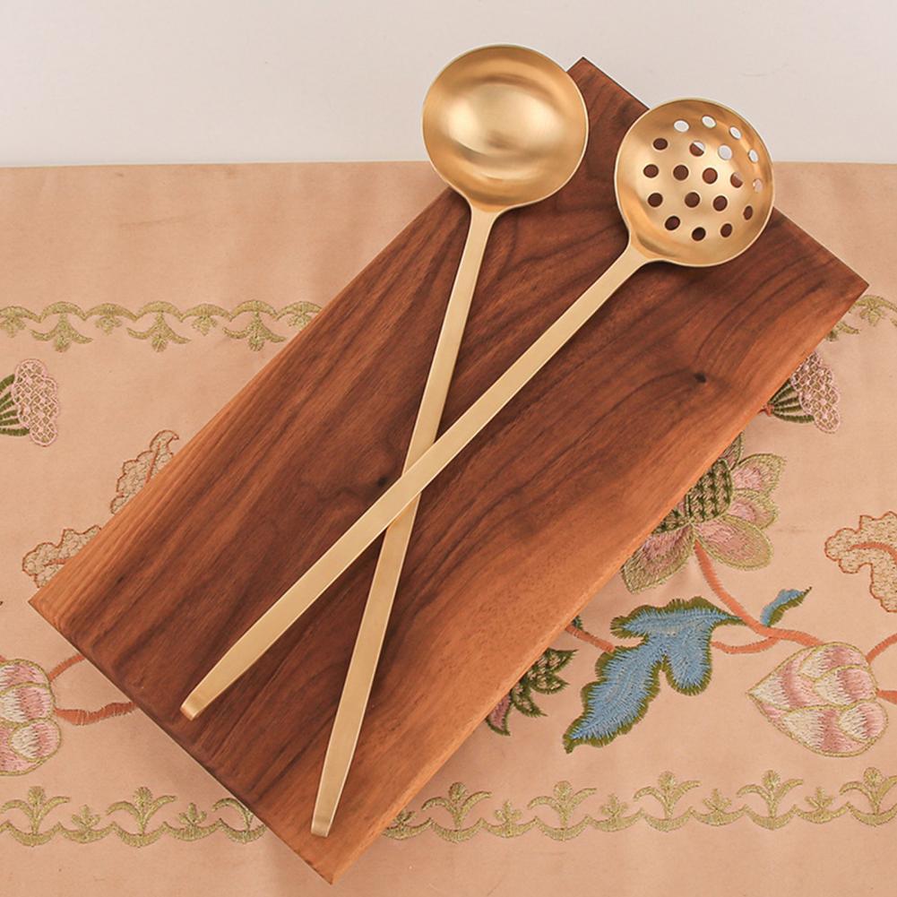 Slotted Spoon Durable Ergonomic Handle Soup Slotted Spoon Copper Strainer Ladle