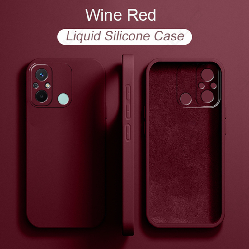 Luxe originele zachte hoes van vloeibaar siliconen voor xiaomi redmi 12c , redmi 12c red  mi 12c global version 12 c hoesje: Wijnrood