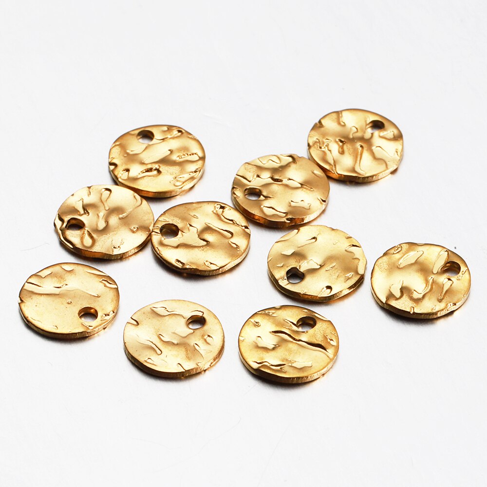 10 sztuk złoty kolor stal nierdzewna 8-12mm okrągłe młotkowane Charms kolczyki wisiorek dla DIY kolczyk komponenty do wyrobu biżuterii dostaw: 10mm / SZARY
