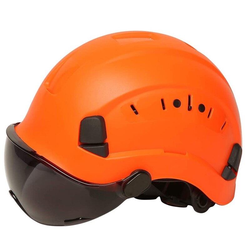 Safety Helmet With Goggles Men&#39;s Construction Hard Hat ABS Protective Helmets Work Cap For Working Climbing Riding: Orange-Ink Goggles