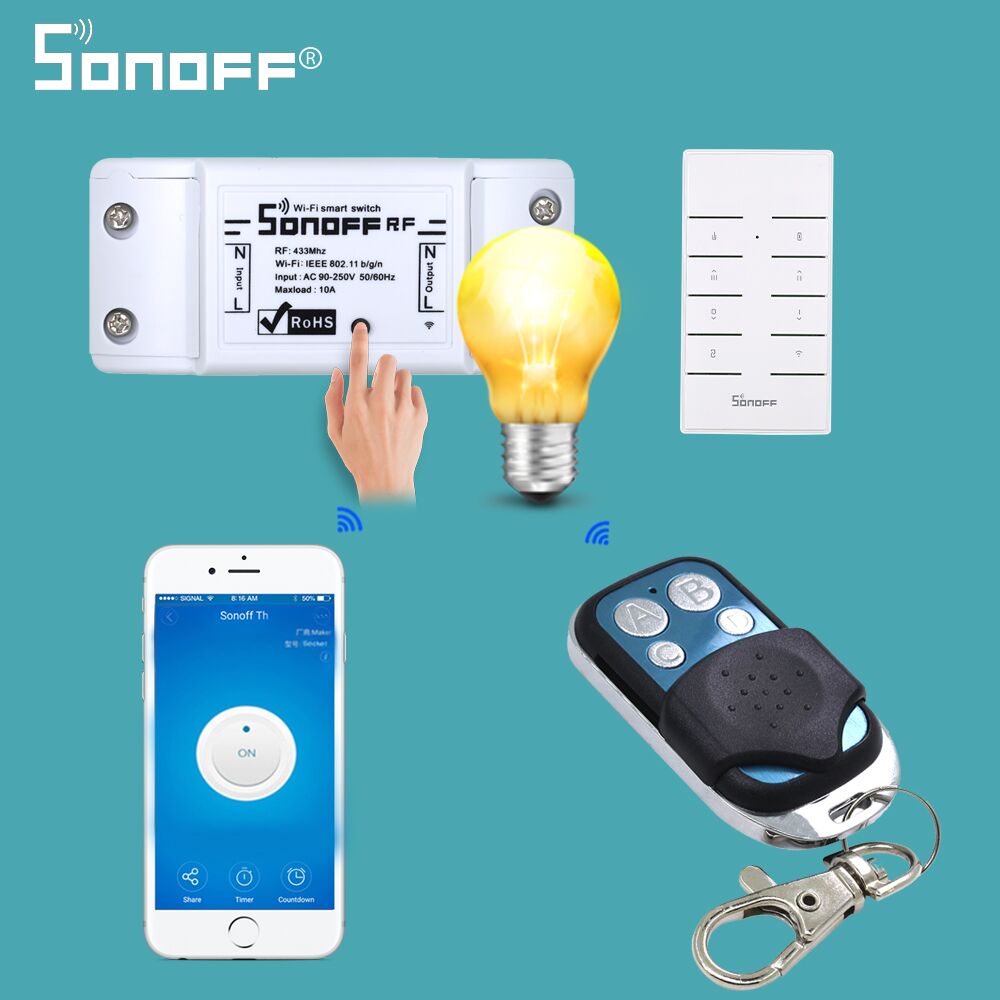 SONOFF 433Mhz Remote Controller Wifi 4 Channels Wireless 433 Control ABCD 4 Buttons Switch Smart Key Fob for SONOFF T1/4CH/RF