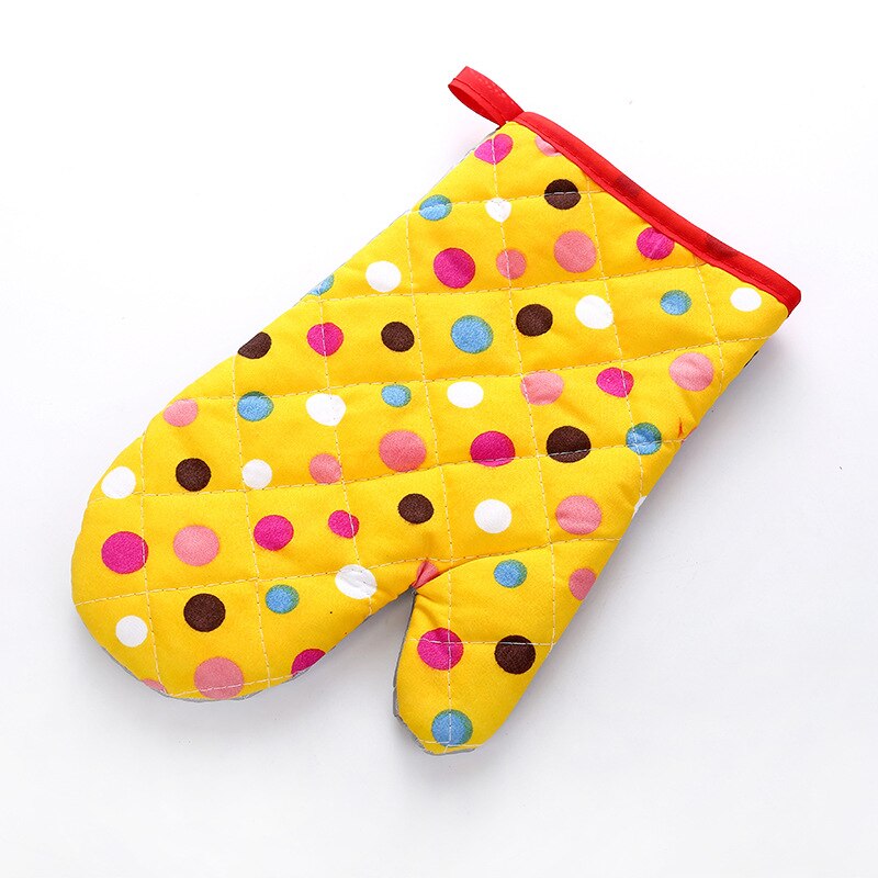 1Pcs Anti-scalding Oven Glove Kitchen Tools Colorful Dots Printed Mitts Baking Heat Insulation Pad Hand Clip Tray Bowl Holder: Dots 05