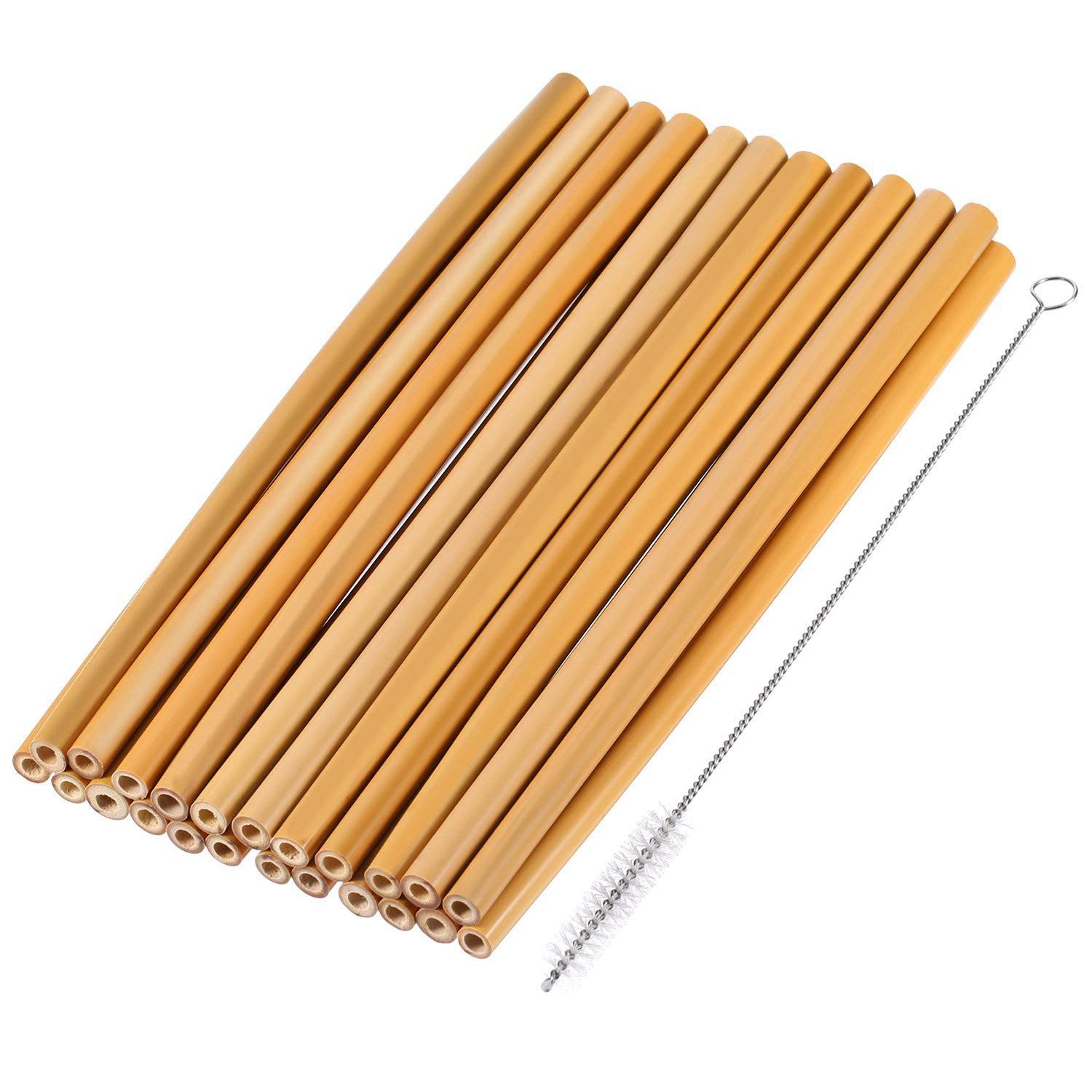 12pcs/set Bamboo Straws Reusable Eco Friendly Party Bar Straws With Clean Brush Drinking Straws