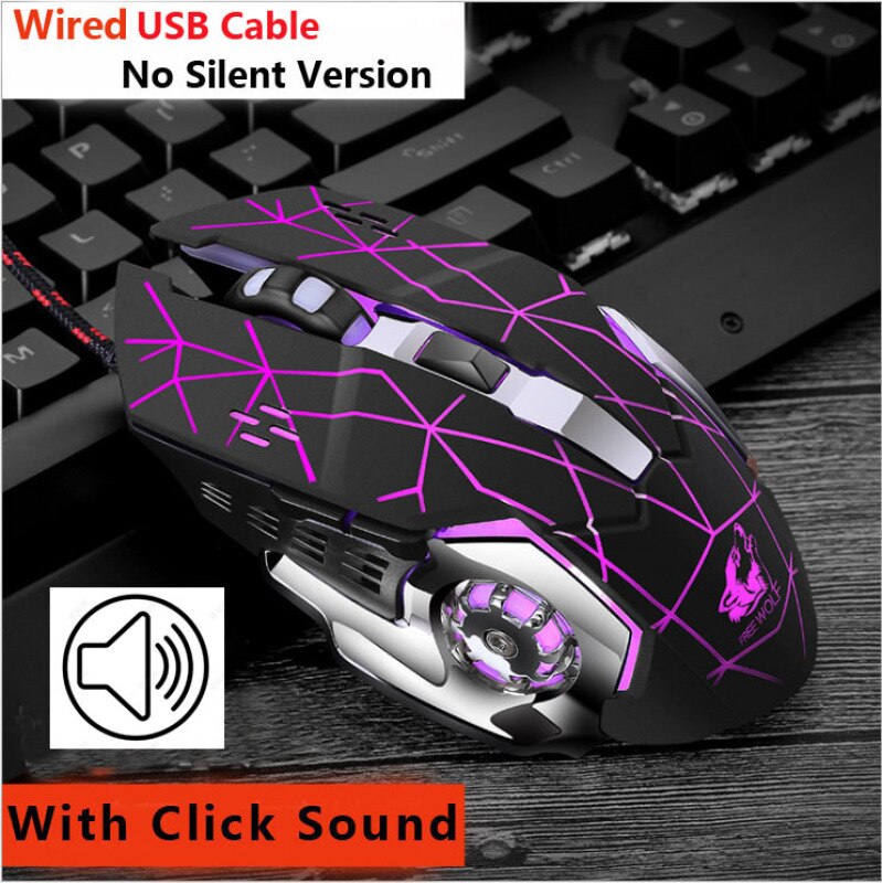 Silent Wired Gaming Mouse 6 Programmable Buttons Ergonomic Mice Colorful LED Light Mouse for PC Computer Laptop Game Office