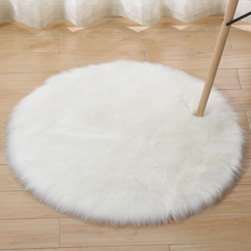 Tapis de table en fausse fourrure rond gris blanc 70x70cm | Tapis gris blanc rond pour bébé, couverture d'étape, accessoires photo de bébé, tapis de fond, couverture de sol, décoration de la salle