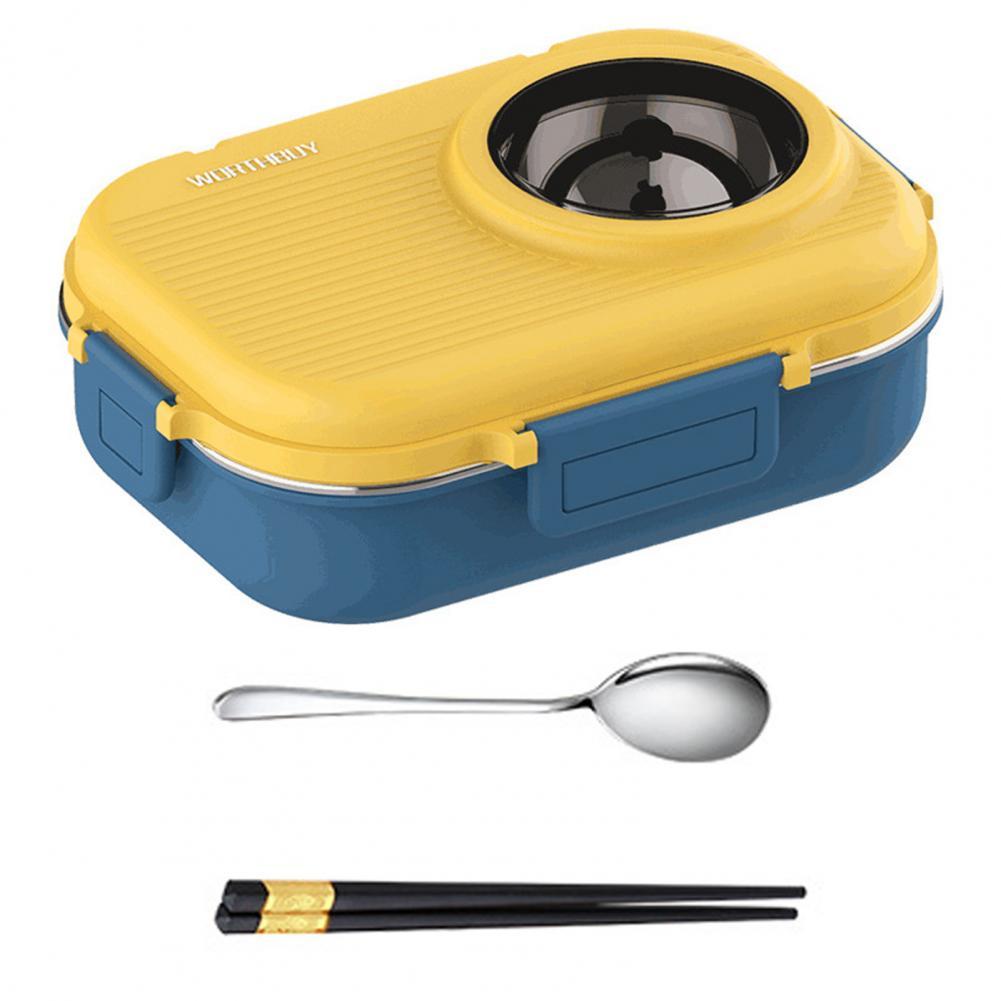 Camera Lunch Box For Kid School Bento Lunch Box 304 Stainless Steel Food Container Leak-Proof Lunch Container: YELLOW