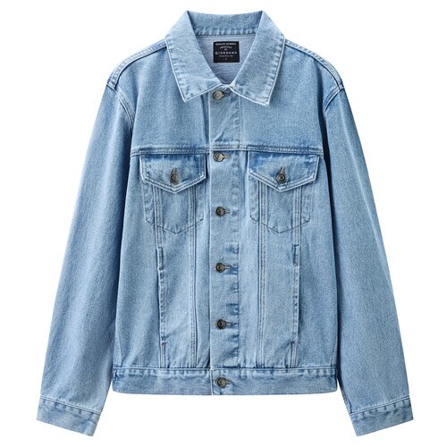 Giordano Men Jackets Turn-down Collar Denim Jacket Cotton Muti-Pockets Soild Causal Jackets 13071886: 75 / L