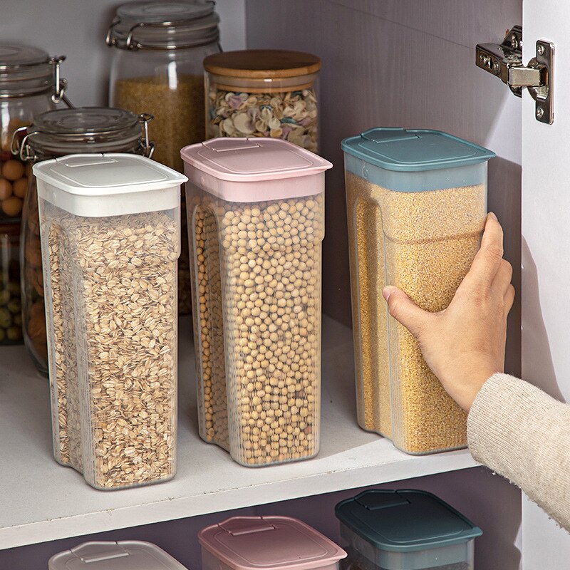 Tarro sellado transparente para cocina, caja de almacenamiento de cereales y granos para el hogar, organizador de latas herméticas, contenedor clasificado a granel