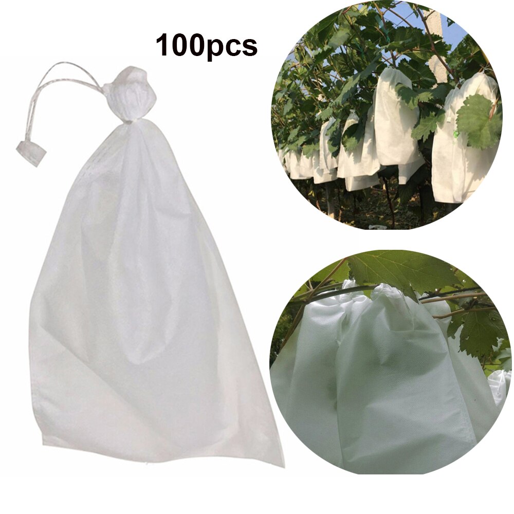 100 sztuk włókniny worki winogron owoce i warzywa przeciw zamarzaniu, muchy, ptaki, pszczoły przeciwdeszczowe przezroczysty ochronny rękawy
