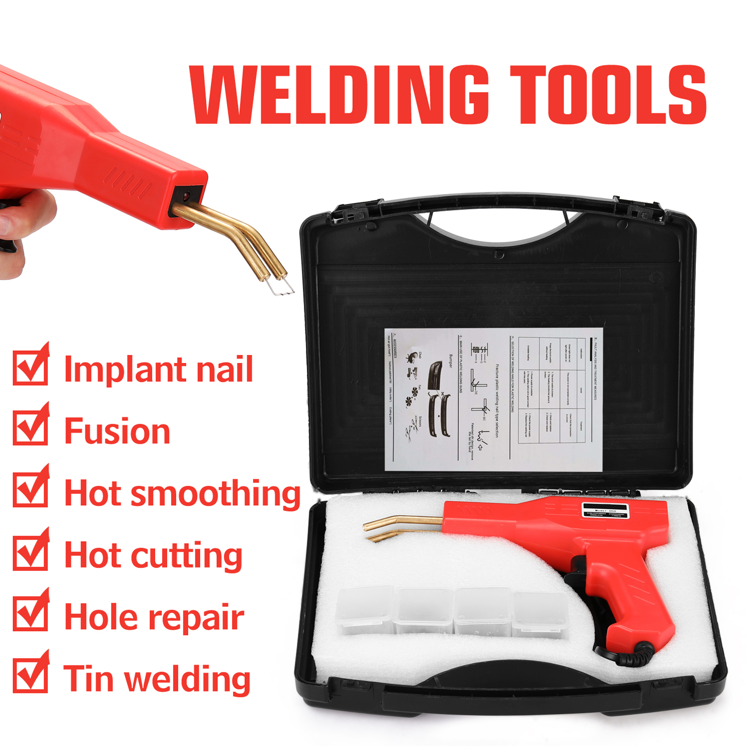 50W Plastic Welders Welding Equipment Car Bumper Repair Stapler Garage Tools Staplers Machine PVC Plastic Repairing Tool