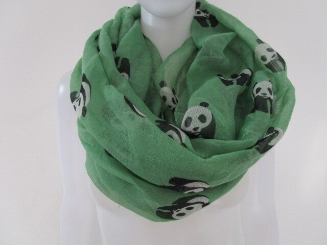 Foxmom – foulard tendance gris bleu Panda, écharpe Infinity Animal, pour femmes: green