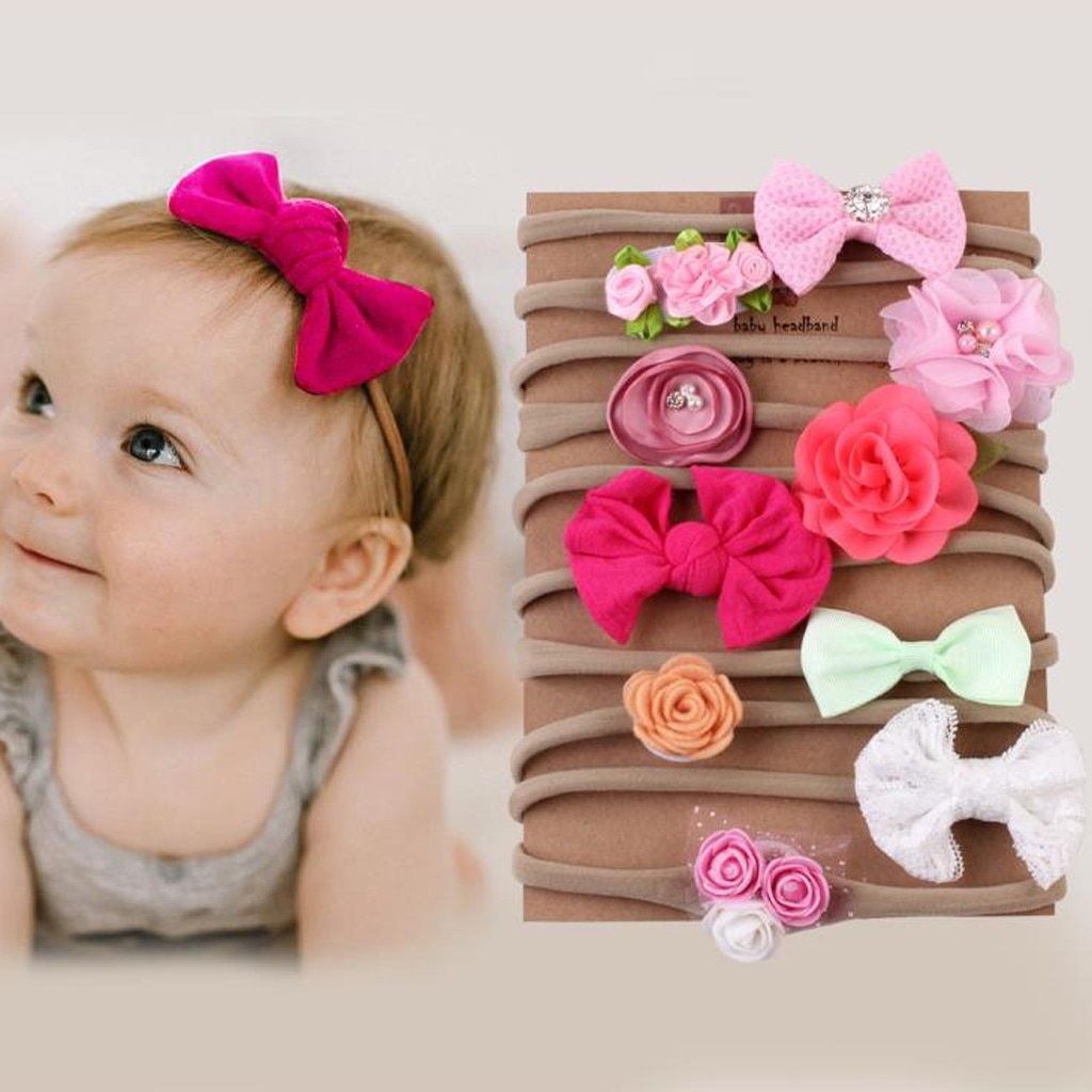 1 set 10 st barn spädbarn baby pannband flicka rosett hårklämma set babytillbehör bandeau enfant