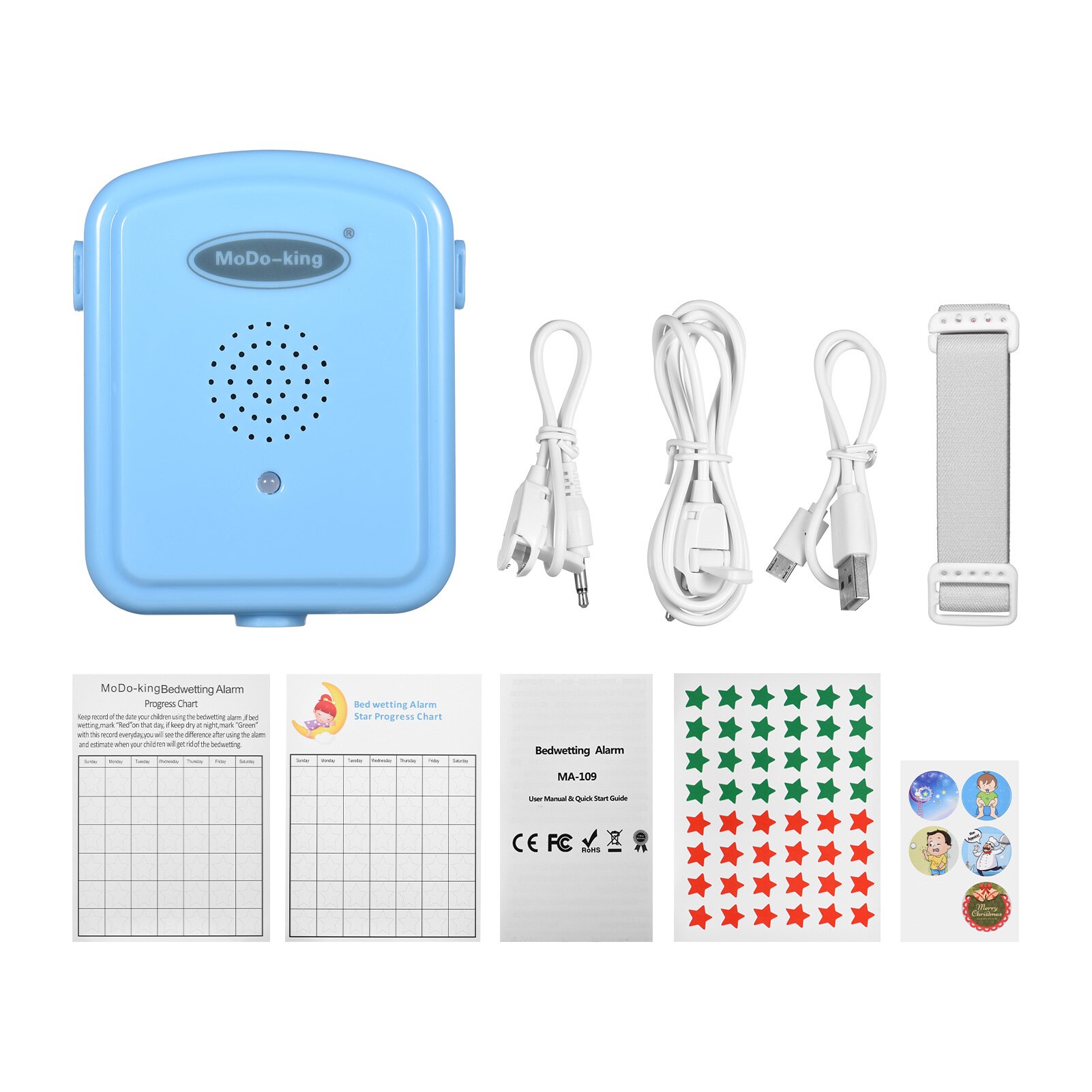 Plaswekker Enuresis Alarm Met Licht Geluid En Trillingen 3 Modi Volume Music Control Voor Kinderen Kinderen Volwassenen Ma-109: Blauw