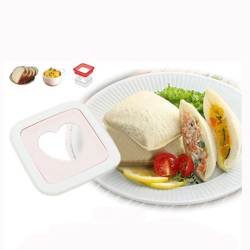 Molde para sándwich con forma de corazón, fabricante de tostadas, cortador de moldes para desayuno, accesorios de cocina, herramientas @