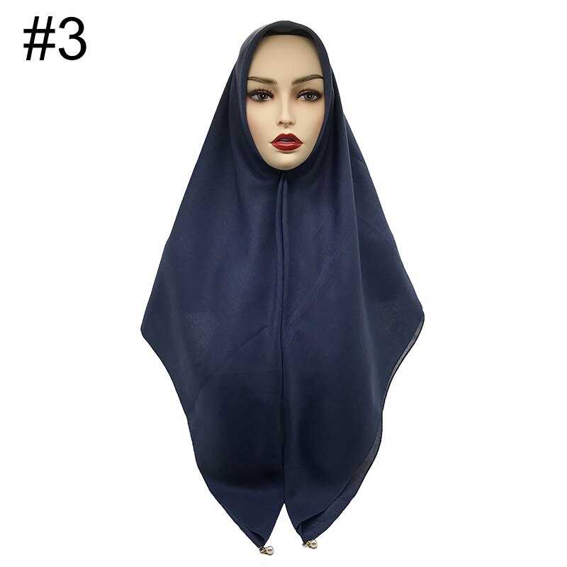 Vierkante hoofddoeken hangen grote parels dames moslim hijab viscose katoen maleisië hoofddoek tulband wrap 110 x 110cm: 3 spijkerbroeken