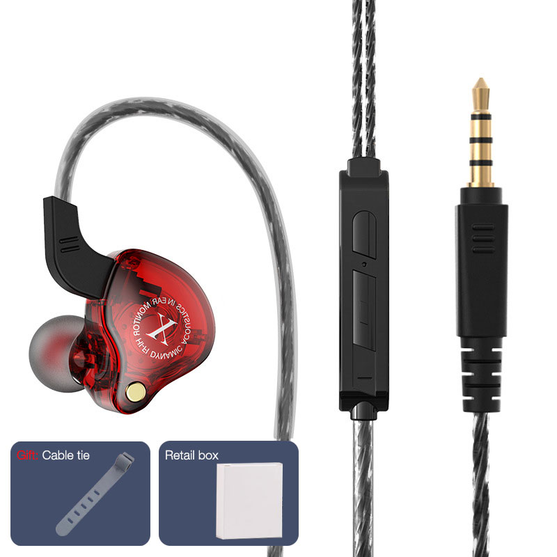 EARDECO 3.5mm Wired Headphones with Microphone Bass Phone Wired Earphone Stereo Inear Headphone Headset Earbuds Noise Cancelling: Red