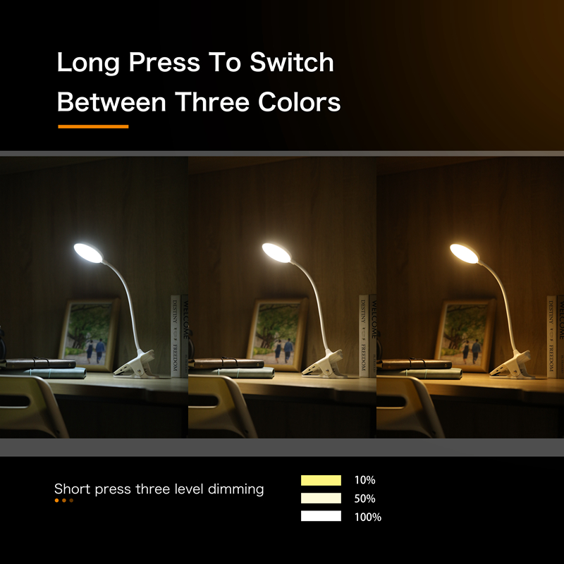 Led Clamp Desk Lamp Flexible Gooseneck Folding Touch Dimming Charging Table Lamp Clip On Lamp For Book Bed Office and Computer