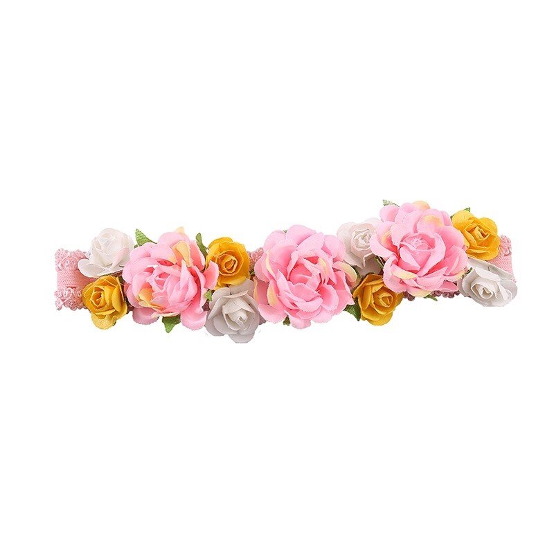 Diademas de flores para niña, diadema Floral, guirnalda de rosas de imitación, diadema de nueva flor para niña: Rosa