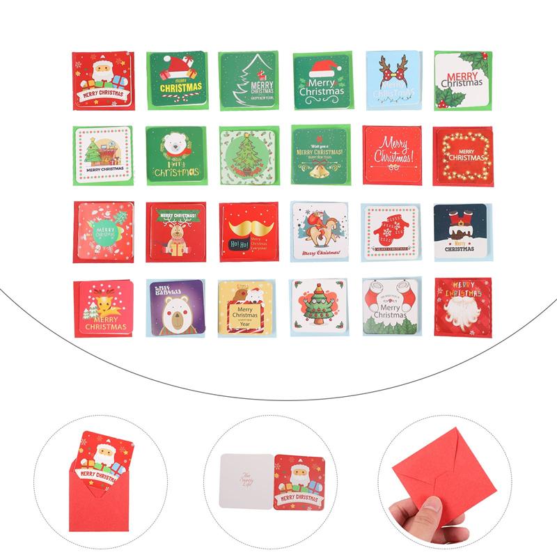 2 set/48pcs Message Cards Delicate Greeting Cards Christmas Cards Christmas Greeting Cards for Party Year