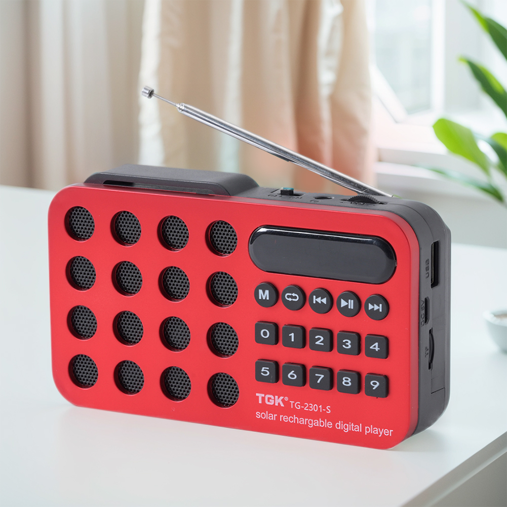Bärbar fm-radio solarradio mini fickradio uppladdningsbar batteridriven radio stödjer usb tf-kort spelar trådlös bluetooth-högtalare
