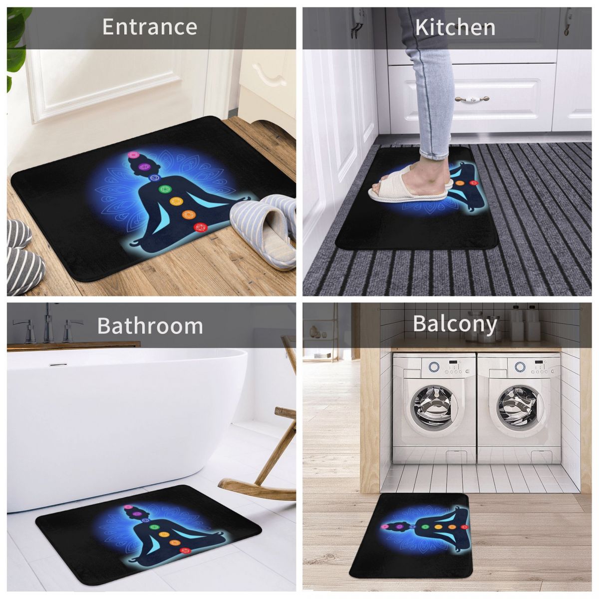 Badmat Yoga Meditatie Spirituele Decor Boeddha 3D Tapijt Tapijt Deurmat Antislip Entree Woonkamer Thuis Keuken Water olie Proof