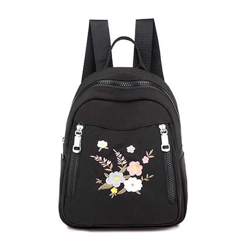 Koreaanse Stijl Borduurwerk Bloemen Vrouwen Rugzak Casual Blauw Kleine Rugzakken Voor Meisjes Oxford Rugzak Reizen Mochila Feminina Tas: Black