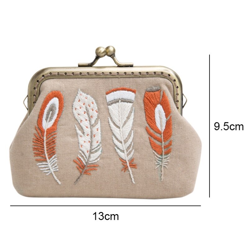 Handwork Crafts DIY Embroidery Coin Purse Cloth Material Package Embroidery Kit Flower Alone Handmade Cross Stitch kit: A2