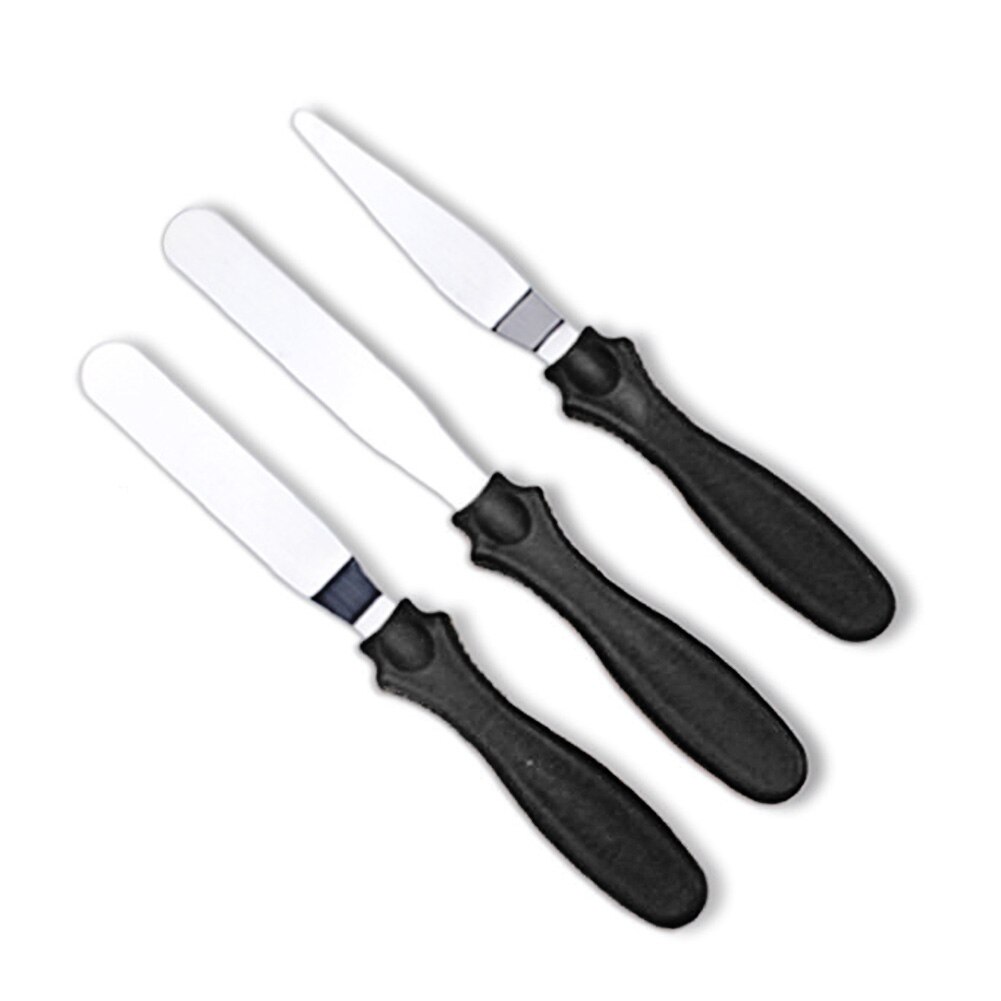 3pcs Cream Decorating Frosting Spreader Cake Icing Smoother Butter Baking Tools Fondant Stainless Steel Spatula DIY Pastry