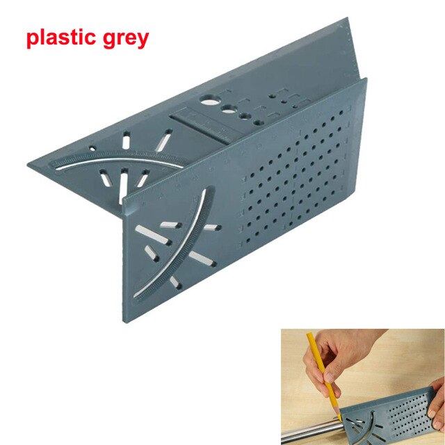 Japanse Aluminium 45 Graden 90 Graden Houtbewerking Multifunctionele Vierkante Gauge Hoek Gradenboog Over De Heerser: plastic grey