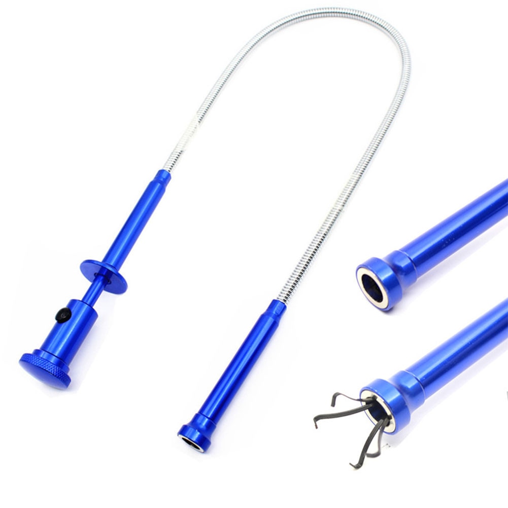 Sewer Cleaning Toilet Gadget Magnetic LED Light Stretchable Iron Flexible Spring Rod Home Gripping Claw Grapple